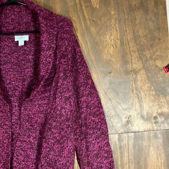 Ann Taylor LOFT Womens Sweater Pink Cardigan Open Belted Front Wool Blend M - Picture 5 of 12